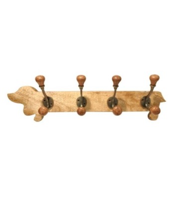 ORIGEN Home Decor Percha Perro 4 Pomos Marrón - 14x45x8cm | Percheros Vintage para Decoración de Pared