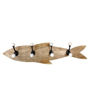ORIGEN Home Decor Percha Pez 4 Pomos Marrón - 16x60x8cm, Decoración Pared Vintage Metal