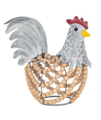 ORIGEN Home Decor Gallo Animales Figura de Gallina Plateado 26x28x16cm