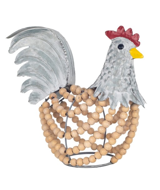 ORIGEN Home Decor Gallo Animales Figura de Gallina Plateado 26x28x16cm