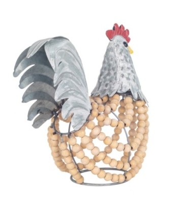 ORIGEN Home Decor Gallo Animales Figura de Gallina Plateado 26x28x16cm
