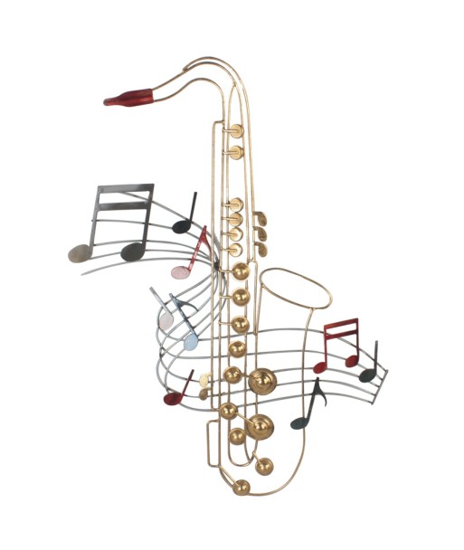 ORIGEN Home Decor Adorno De Pared Saxofon Apliques Metal Beige 73x54x5cm - Decoración Etnica Para Salón, Dormitorio