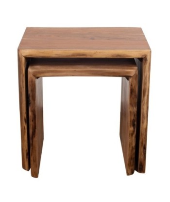 Taburetes Bohemios de Madera de Acacia - Pack de 2 Unidades