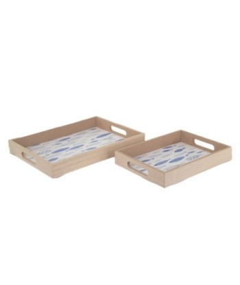 ORIGEN Home Decor Bandejas 2U Cajas Y Bandejas | Bandeja de Vajilla Azul Rectangular - 5x42x30cm