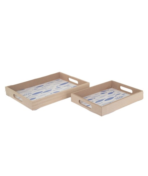 ORIGEN Home Decor Bandejas 2U Cajas Y Bandejas | Bandeja de Vajilla Azul Rectangular - 5x42x30cm