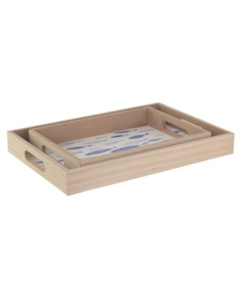 ORIGEN Home Decor Bandejas 2U Cajas Y Bandejas | Bandeja de Vajilla Azul Rectangular - 5x42x30cm