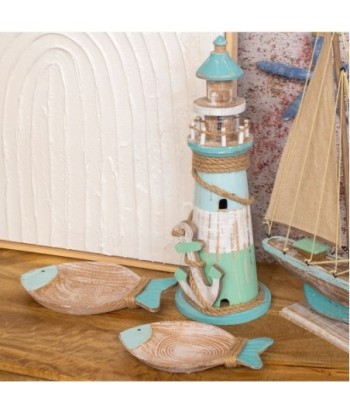 ORIGEN Home Decor Faro Marinero Azul - Figura Decorativa de 41x14x14cm