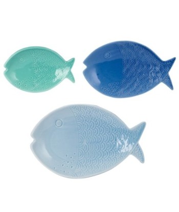 ORIGEN Home Decor Plato Pez 3U Bandejas | Azul - 3x27x17cm