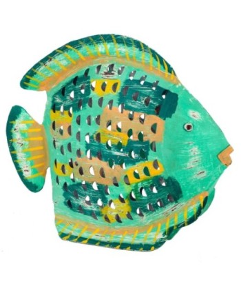 ORIGEN Home Decor Pez Verde Portavelas Marinero - Figura de Pez Verde - 37x43x10cm