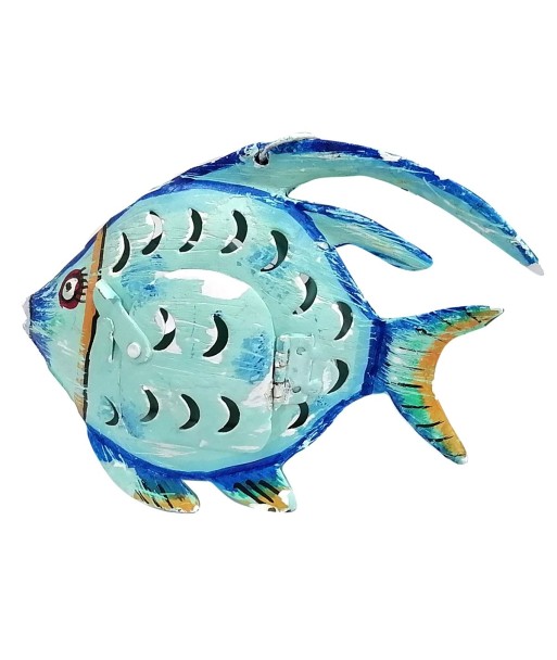 ORIGEN Home Decor Pez Azul Portavelas Marinero | Figura de Pez Azul - 14x19x4cm