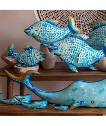 ORIGEN Home Decor Pez Azul Portavelas Marinero 3x86x20cm | Figura de Pez Azul para Decoración del Hogar