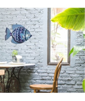 ORIGEN Home Decor Pez Jardin Figura de Pez Azul - 23x31x1cm
