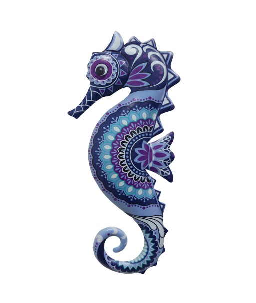 ORIGEN Home Decor Caballito De Mar Jardin | Figura Marinera Azul - 31x13x2cm