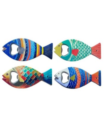 Abridor de Botellas Magnético en Forma de Pez - Set de 4 Abrebotellas Originales para Regalos y Decoración Náutica