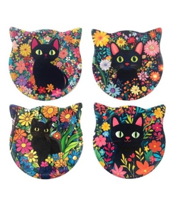 Posavasos de Gato Magnéticos, Set de 4, Diseño Único para Amantes de los Gatos, Ideal como Regalo Original y