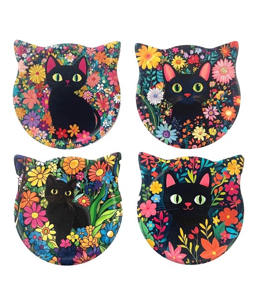 Posavasos de Gato Magnéticos, Set de 4, Diseño Único para Amantes de los Gatos, Ideal como Regalo Original y