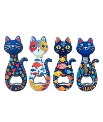 Abridor de Botellas Magnético de Gato - Set de 4 Abrebotellas Creativos para Regalo Original y Decoración de