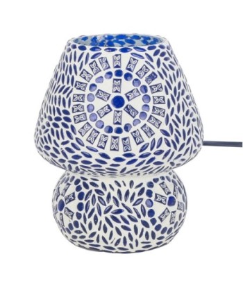 ORIGEN Home Decor Lampara Mosaico Sobremesa Azul - 18x14x2cm Exótica Lámpara de Cristal para Decoración del Hogar