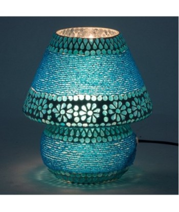 Lámpara mosaico sobremesa estilo étnico india azul decoración hogar
