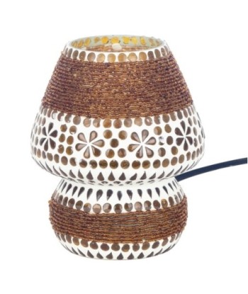 ORIGEN Home Decor Lampara Mosaico Sobremesa Marrón - Lámpara de Mesa Exótica 18x14x14cm