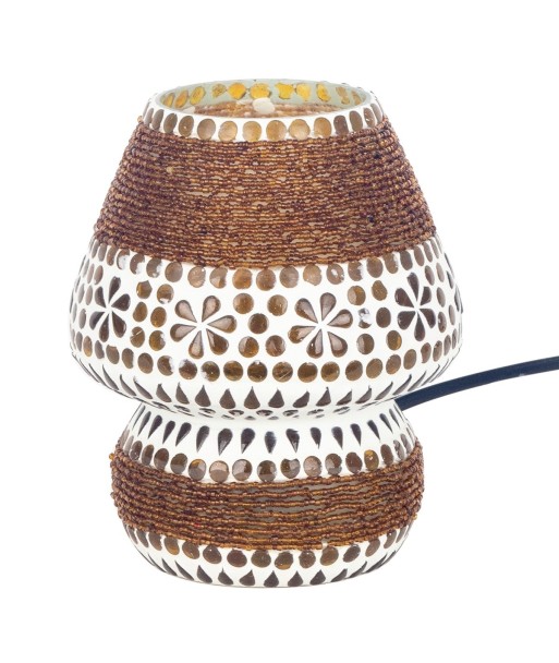 ORIGEN Home Decor Lampara Mosaico Sobremesa Marrón - Lámpara de Mesa Exótica 18x14x14cm