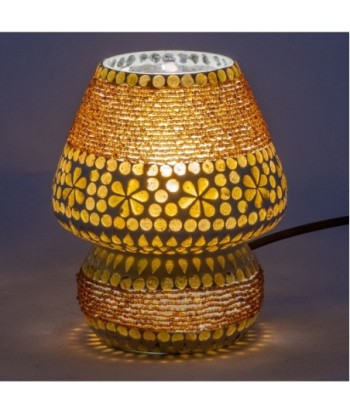 ORIGEN Home Decor Lampara Mosaico Sobremesa Marrón - Lámpara de Mesa Exótica 18x14x14cm