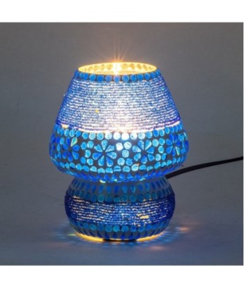 Lámpara mosaico sobremesa azul estilo india decorativa