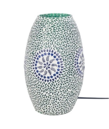 ORIGEN Home Decor Lampara Mosaico Sobremesa Lamparas Verde 32x18x18cm - Exótica lámpara árabe de mesa