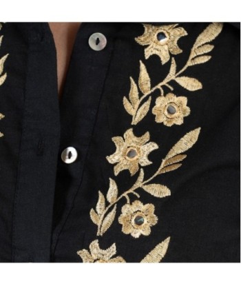 Camisa de mujer manga larga, blanca, estilo étnico, ideal para invierno