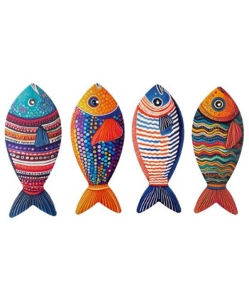 Salvamantel Pez 4 Unidades, Decoración Náutica para Cocina, Accesorio Práctico y Colorido, Ideal para Mesa y