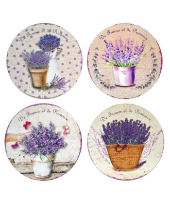 Salvamantel Lavanda 4 Unidades Cerámica Decorativo para Mesa, Regalo Ideal, Complementos de Cocina Elegantes