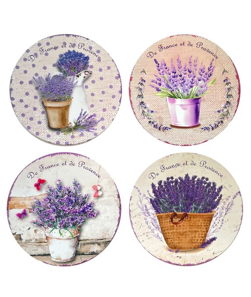 Salvamantel Lavanda 4 Unidades Cerámica Decorativo para Mesa, Regalo Ideal, Complementos de Cocina Elegantes