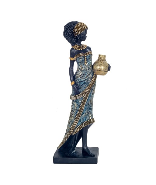 Figura Africana Étnica de Resina Decorativa, Arte Tribal para Hogar, Adorno Cultural, Elefante Azul, 31 cm